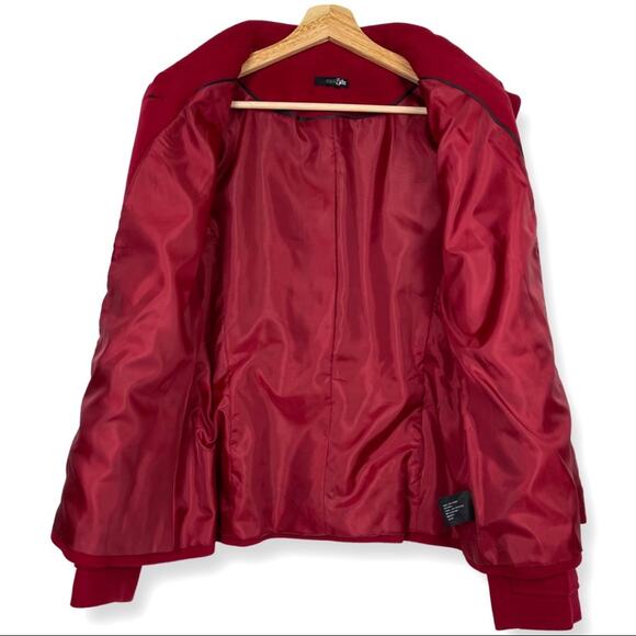 East 5th Red Blazer Jacket Classic Career Minimalist Holiday Wool Blend Large - Picture 5 of 8
